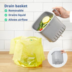 Blue Ginkgo Kitchen Compost Bin [2.6L / 0.69 GAL] – Filter-Free, Odor-Tight Countertop Food Waste Pail with Handles (Made in Korea, White)
