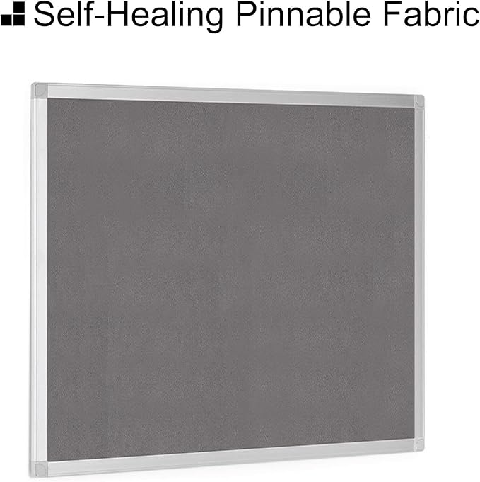 BoardsPlus Gray Felt Bulletin Board, 24" x 36", Wall Mounted Self-Healing Pin Board with Aluminum Frame, Affordable Felt Vision Board for Home, Office, Dorm & Classroom