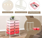 LDAILY 10 Drawer Rolling Cart, Storage Cart Organizer on Wheels, Drawer Cart with Metal Frame & Large Storage Capacity, Rolling Cart with Drawers for Living Room Classroom, Office