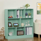 LEYAOYAO 8 Cube Bookshelf with Base,3 Tier Modern Mint-Green Kids Bookcase,Standing Wide Bookshelves Storage Organizer Toy Shelf,Wood Display Children's Book Shelves for Bedroom,Living Room,Nursery