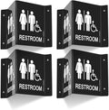 Faittoo Restroom Sign, Bathroom Signs, (4 Pack) 6 x 8 Inches Acrylic Sign, for Office or Business Bathroom and Toilet Door or Wall Decor, Indoor Outdoor Use, Black (Men and women with Handicap)