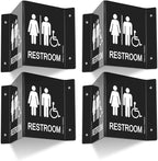 Faittoo Restroom Sign, Bathroom Signs, (4 Pack) 6 x 8 Inches Acrylic Sign, for Office or Business Bathroom and Toilet Door or Wall Decor, Indoor Outdoor Use, Black (Men and women with Handicap)