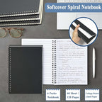 GINMLYDA 4Pack Small Spiral Notebook A5, 8.25x5.5” 120 Lined Pages Wide Ruled Spiral Journal Bulk Blank Kraft Cover Spiral Bound Notebook & Writing Pads for Home Office Meeting Work Note Taking