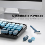MOFII Wireless Keyboard and Mouse Combo, Full Size 2.4G Plug and Play Typewriter Retro Round Computer Keyboard and Mouse Set for Windows, Computer, Desktop, PC, Notebook - (Black Blue Gradient)