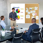 XBoard Extra Large Magnetic White Board and Bulletin Corkboard Combination, 60 x 40 Inch Foldable Dry Erase & Cork Combo Board for Wall with Aluminum Frame, 5' x 3' Notice Memo Board Pin Vision Board