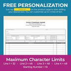 Custom 8.5" x 11" Carbonless NCR Books in 3-Part Triplicate Invoices, Receipts, Work Orders, Sales Orders, Purchase Orders, Estimates, Quote Forms with Your Company/Business Name (66 Sets)