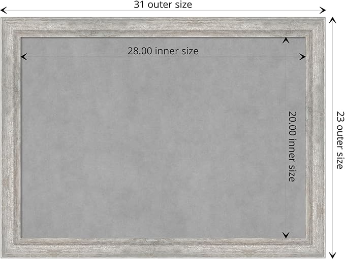 Amanti Art Silver Framed Magnetic Board 23x31 Medium Vision Board for use with Magnets, 100% Metal Sheet to Display Items as Office Decor or for Home Organization in mudroom, Kitchen or Kids Room
