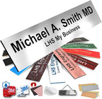 Door Name Plate Personalized for Office Brushed Steel Plastic Name Plate Black Letters - Made in USA 2x6 M1