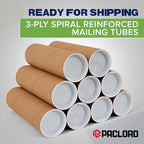 4" x 12" Reinforced Kraft Paper Mailing Tubes, Pack of 6 Tubes with 2 Caps Each – USPS Approved Poster Tube – Made in USA Cardboard Tube for Shipping and Storing Posters, Prints, Artwork, or Documents