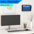 GDINDINFAN Single Pocket Wall File Holder, Mesh Hanging File Folder Paper Organizer, Vertical Wall Mounted Mail Basket, Storage Organization Magazine Rack for Office, Home and School, Black