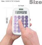 BTSEYAW Mechanical Calculator, Cute Calculator with Dual Power 8 Digit Tilt Screen and Big Button for Teachers Students Basic Office (White and Purple)