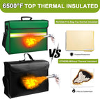 6500°F Fireproof Document Bag with Lock-Fireproof Box with 10 Layers Insulation Materials&Waterproof Zipper,Removable Wallet,Reflective Strip for Cash,Documents,Jewelry(14.2”x 9.6”x 4.1”)