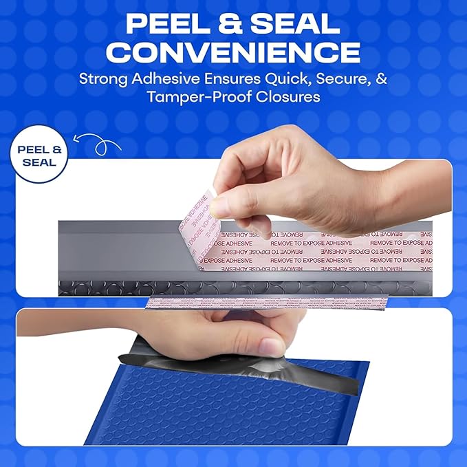 Royal Blue Large Poly Bubble Mailers 12x15 inch | Self Seal Padded Envelopes Cushioned Bubble Mailer | Usable Size 12x15 | WaterProof | Lightweight mailing Shipping Bags | 100 Pack Bulk