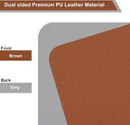 SUJAYU Dual Sided PU Leather Desk Pad, Mouse Pad, Office Desk Mat, Non-Slip Laptop Desk Pad, Waterproof Desk Writing Pad for Office and Home (23.6" x 11.8", Brown+Silver)