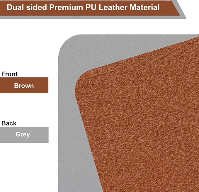 SUJAYU Dual Sided PU Leather Desk Pad, Mouse Pad, Office Desk Mat, Non-Slip Laptop Desk Pad, Waterproof Desk Writing Pad for Office and Home (31.5" x 15.7", Brown+Silver)