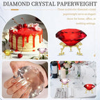 PATIKIL Diamond Crystal Paperweight, 80mm / 3.15" Crystal Paperweight Paper Weight with Gold 19 Metal Base for Home Office Desktop Table Decor Wedding Party Ornaments, Red