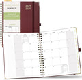 POPRUN Monthly Planner 2025-2026 Spiral Hardcover (8'' x 10''), 18 Months Calendar (Jul.2025 - Dec.2026) - 2 Pages per Month with Dotted Note Pages, Sunday Start, Laminated Tab - Burgundy