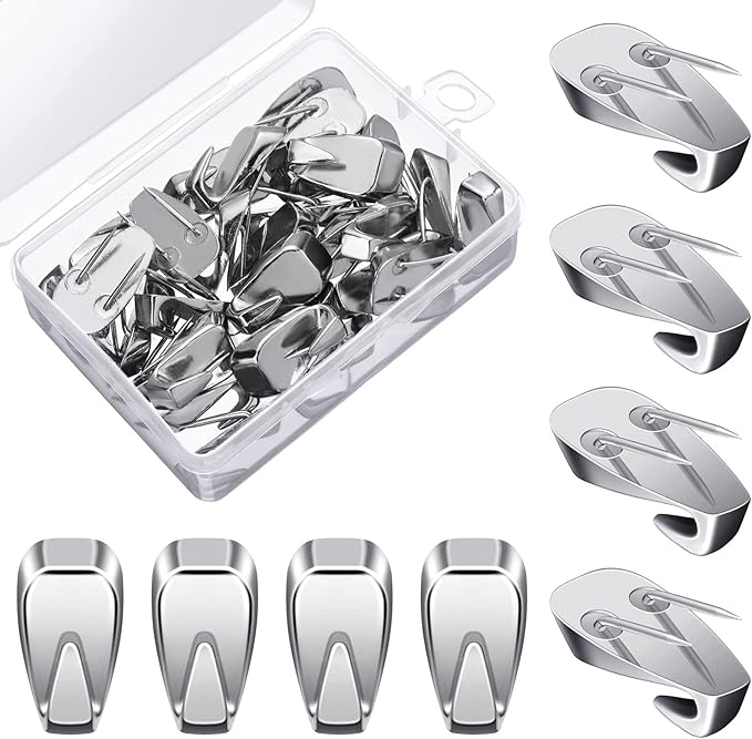 Zhengmy 30 Pcs Cubicle Hooks Fabric Panel Wall Wire Hooks Stainless Metal Cubicle Clip Pins Staple Accessories for 40 Lbs Fabric Pictures for Office Home Kitchen Supplies(Silver)