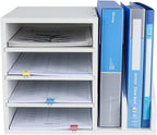PAG Wood Desktop File Holder Organizer Mail Sorter, White, 15.35" W x 12.16" D x 11.81" H