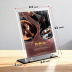 YHOLSDAS 180° Adjustable Acrylic Sign Holder 8.5"x11", Magnetic Table Paper Display Stands with Solid Bases For Office, Double-Sided Clear Code Sign Menu Holder For Store