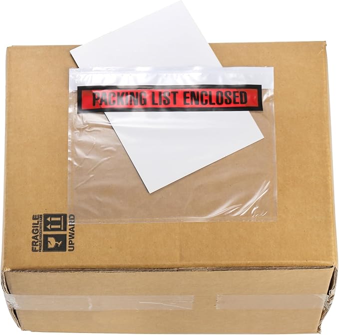Nicunom 500 Pack 7.5'' x 5.5'' Packing List Envelopes, Adhesive Shipping Label Sleeves Clear Packing Slip Pouches Top Loading Packing List Pouches for Mailing