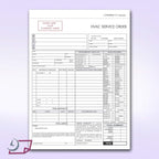 HVAC Service Order Invoice & Repair Detail Form, 3 Part Forms Carbonless (No Company Name Printed) 100 Sets