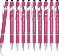 WYPAS Bulk Custom Pens - Personalized with Name, Engraved Text/Logo - Stylus Tip, Black Ink - Options for Corporate Gatherings, Events & Promotions (Pink)
