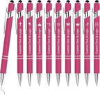WYPAS Bulk Custom Pens - Personalized with Name, Engraved Text/Logo - Stylus Tip, Black Ink - Options for Corporate Gatherings, Events & Promotions (Pink)