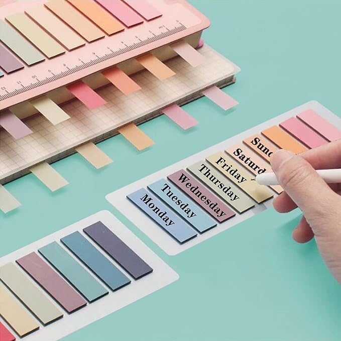 ELII 800pcs Books Tabs for Annotating,Sticky Tabs Clear Sticky Notes,Page Markers for Notebooks, Multi-Colored Writable and Repositionable Book Flags