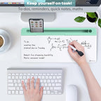 Varhomax Glass Desk Whiteboard with Storage, Desktop Dry Erase White Board to-do List Memo Keyboard Stand for Home Office and School Supplies (Green)