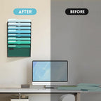 SUPEASY 8-Tier Wall File Organizer, Hanging Wall Files for Papers, Folders, Magazines, Wall Organizer for Clipboard, Assembly Needed, Black