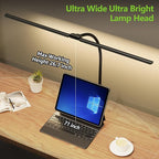 ShineTech LED Desk Lamp for Home Office, 3000K Warm White Double Head Architect Task Lamps with Clamp, Dimmable Adjustable Flexible, Black
