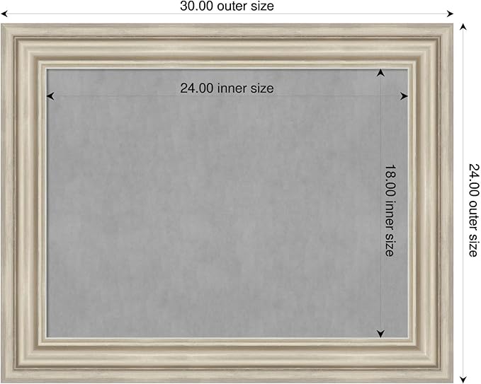 Amanti Art Silver Framed Magnetic Board 24x30 Medium Vision Board for use with Magnets, 100% Metal Sheet to Display Items as Office Decor or for Home Organization in mudroom, Kitchen or Kids Room