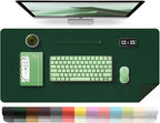 Leather Desk Pad Protector, Desk Mat, Large Mouse Pad, Non-Slip Desk Blotter, Office Laptop Desk Pad, PU Leather Desk Writing Pad for Office and Home (Blackish Green, 31.5" x 15.7")