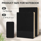 TSFPapier Lined Journal Notebook for Work College Ruled Note Book 7.2"x9.6" B5 PU Leather Daily Journaling 160 Pages for Women Men Writing Home School Supplies Business (Black)