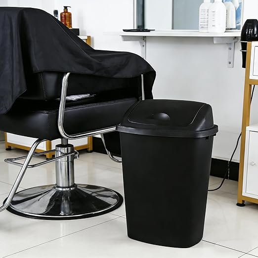 Uumitty 4 Pack 11 Gallon Swing Top Trash Can, Plastic Garbage Bin for Kitchen, Black