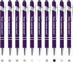 CRME Bulk Custom Pens Personalized Customized Engraved Writing Pen with Name Logo Soft Grip Ball Point Pen for Men Women Smooth Writing Black Ink for Coworkers Nurse Office Supplies Purple