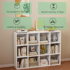 OSCHF 12-Cube Storage Shelf Bookcase - Wooden 3-Tier Floor Standing Open Bookshelf for Home and Office, Display Cabinet, Warm White