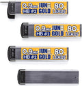 June Gold 320 Pieces, 0.9 mm HB #2 Lead Refills, 80 Pieces Per Dispenser, Bold Thickness, Break Resistant Lead/Graphite, 1.0 mm Compatible (Pack of 4 Dispensers)