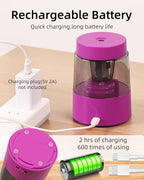 ZMOL Electric Rechargeable Pencil Sharpener, Automatic Pencil Sharpeners Kids, Battery Pencil Sharpeners for Colored Pencils, Auto Stop, Suitable for No.2(6-8mm), School/Home Pink