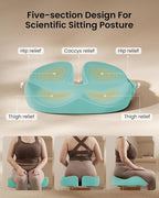 ProtoArc Extra Large Seat Cushions for Office Chairs, Ergonomic Memory Foam Seat Cushion for Home, Extra Cover, Car Seat Cushions for Driving, Pressure Relief Pad for Sciatica - Mint Green