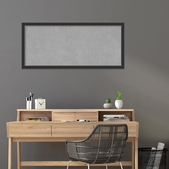 Amanti Art Black Framed Magnetic Board 23x51 Oversize Vision Board for use with Magnets, 100% Metal Sheet to Display Items as Office Decor or for Home Organization in mudroom, Kitchen or Kids Room