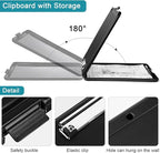 6 Pieces Clipboard with Storage, 9.5 x 13.5 Heavy Duty Plastic Storage Clipboard, Nursing Foldable Clip Board with Compartment and Metal Clip for Nurse Teacher Student Classroom Office (Black)