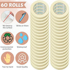 Fainne Masking Tape Bulk General Purpose Masking Painting Tape 55 Yards for Painting Home Office School Stationery Arts Crafts Basic Use, Easy Removal(60 Rolls,0.8 Inch)