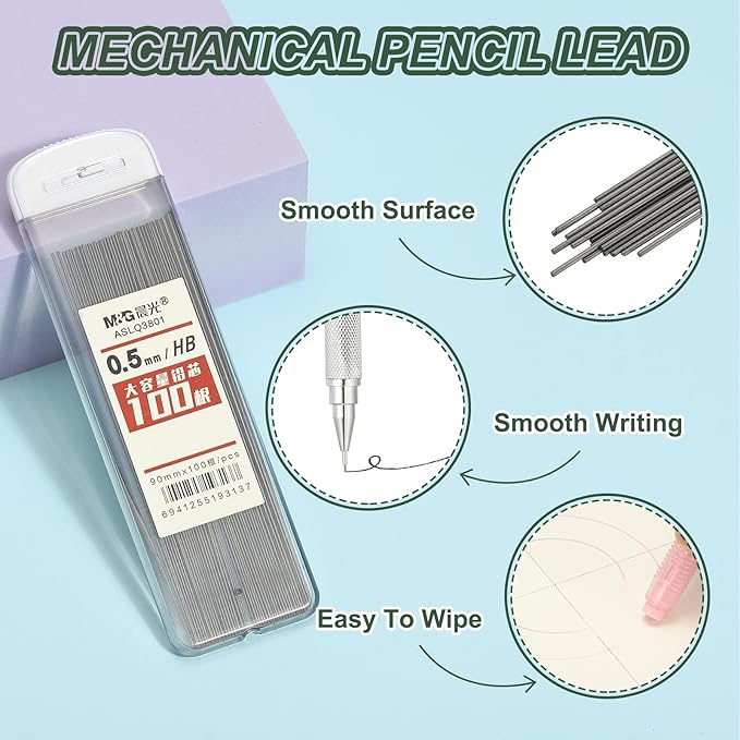 PATIKIL 300Pcs HB Mechanical Pencil Lead, 0.5mm Black Lead Refill Break Resistant Pencil Refills for Writing Office Supplies, White