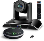 TONGVEO All-in-One Conference Room Video Camera System Al Auto-Tracking HD1080P 60fps 3X Optical Zoom USB3.0 HDMI PTZ Camera and Bluetooth Conference Speakerphone with Microphones