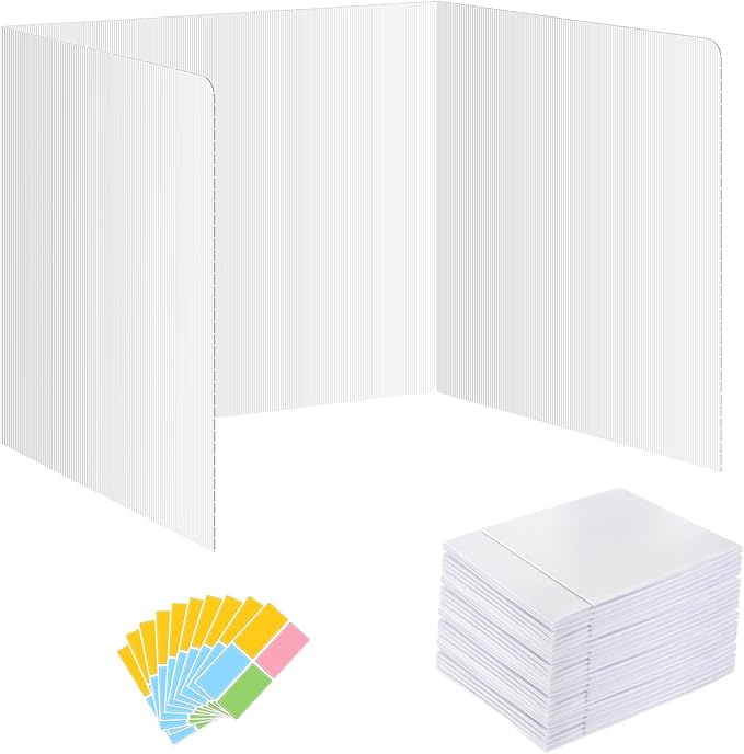 24 Pack Privacy Shields for Student Desks, Privacy folders for Student Testing Desk dividers- Includes Extra Labels