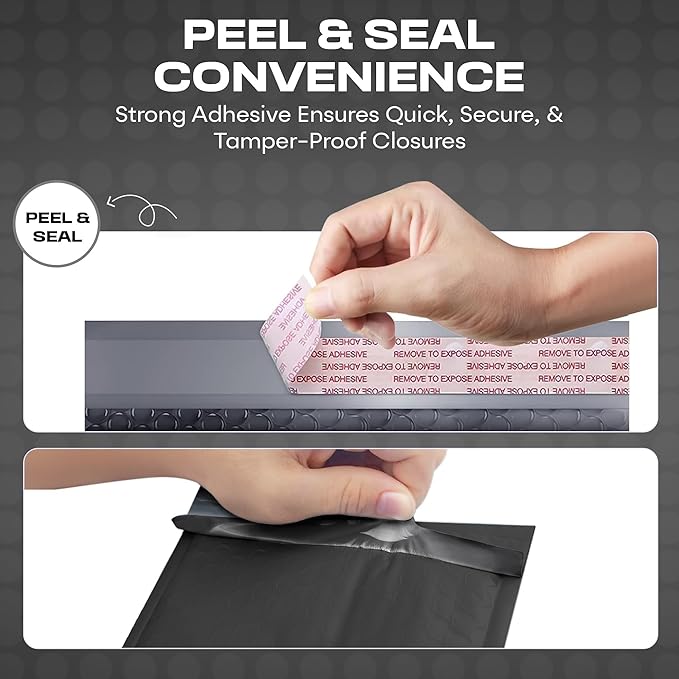 Black Extra Large Poly Bubble Mailers 14.25x20 inch #7 | Self Seal Large Padded Envelopes | Air Cushioned Bubble Mailer | Usable Size 14.25x19 Lightweight Mailing Shipping Bags| 100 Pack Bulk
