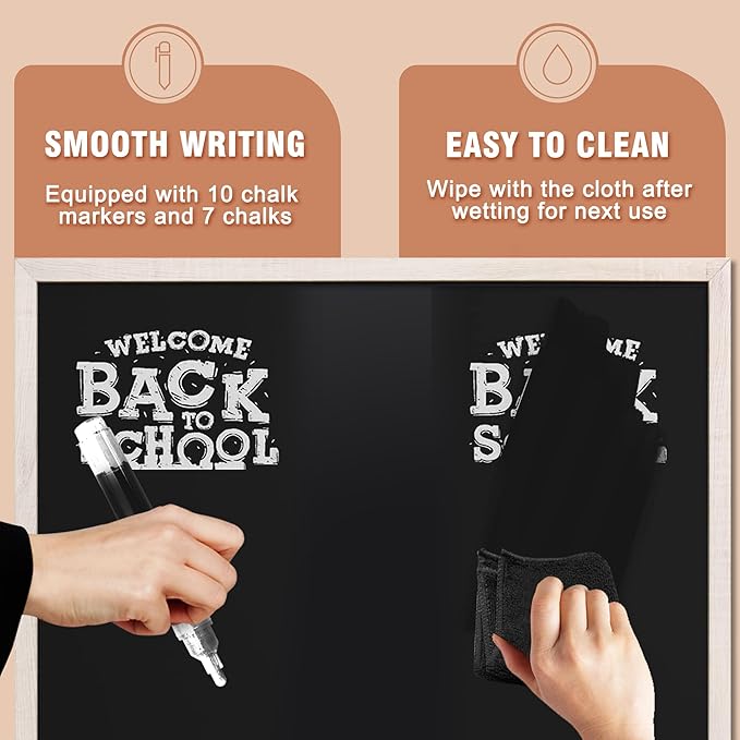SELEAD Magnetic Chalkboard Words Sign - 24" x 36" Large White Frame Wall Decor Bulletin Chalk Board for Menu, Business, Restaurant, Farmhouse