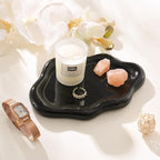 CCINPPY Ceramic Jewelry Tray Trinket Dish, Decorative Cloud Vanity Key Tray for Women, Ring Holder Dish, Cute Jewelry Plate Bowl Room Decor Aesthetic, Black, Large